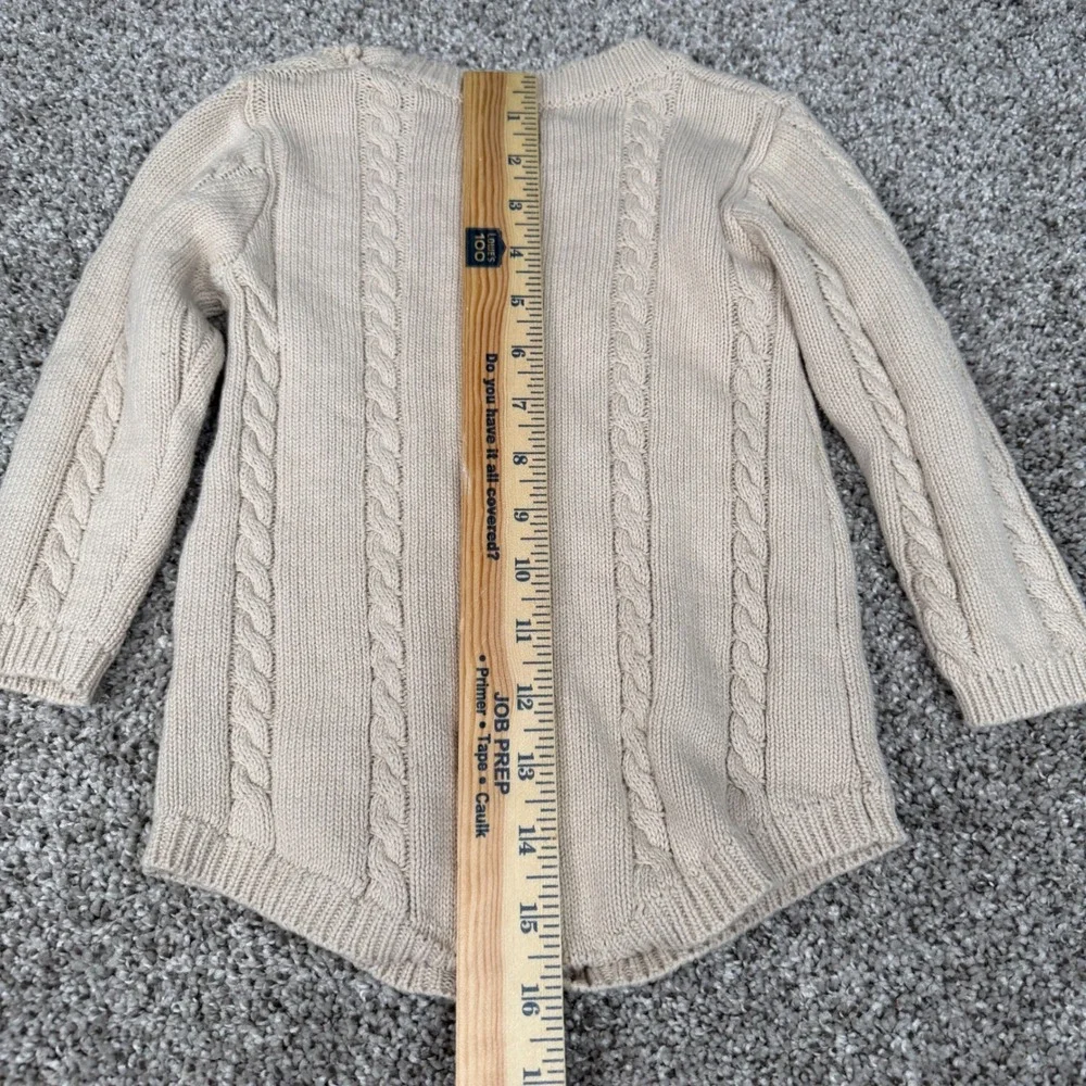Luna + Luca Organics Beige Cable Knit Romper Bodysuit 12-18M Long Sleeve Oatmeal